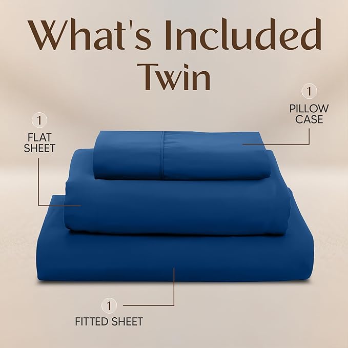 Utopia Bedding Twin Sheet Set – 3 Piece Bed Sheets for Twin Size Bed, Soft and Breathable Microfiber, Includes 1 Fitted Sheet, 1 Flat Sheet and 1 Pillowcase – Oeko Tex (Dusk Blue)