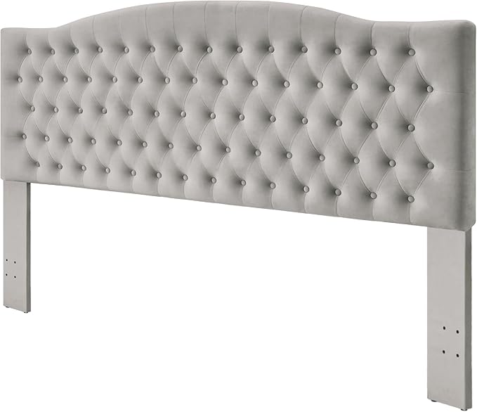 Furpopup Velvet Upholstered Headboard King/Cal King Size Latest Model Wall Mount, Bed Frame Mount, Featuring High-Density Sponge Padding, Luxury Texture Easy Assembly and Style-Silver Gray