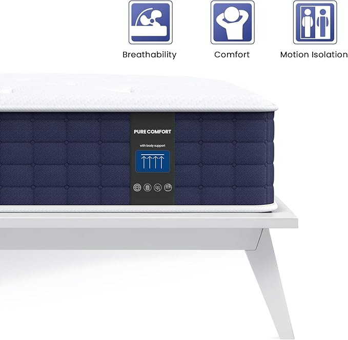 Coolvie California King Mattress in a box, Medium Firm 12 Inch Hybrid Cal King Mattress with Pocket Spring, Pressure Relief, Cooling, Personalized Support for Heavy People, CertiPUR-US® Certified Foam
