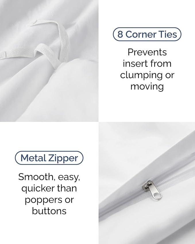 Duvet Cover Twin/Twin XL Size Set - Extra Soft Twin/Twin XL Duvet Cover 68" x 90" with 1 Pillow Sham - Hotel Luxury, Easy Care, Fade Free w/ Zipper Closures & Ties - Comfy, Cozy & Breathable (White)