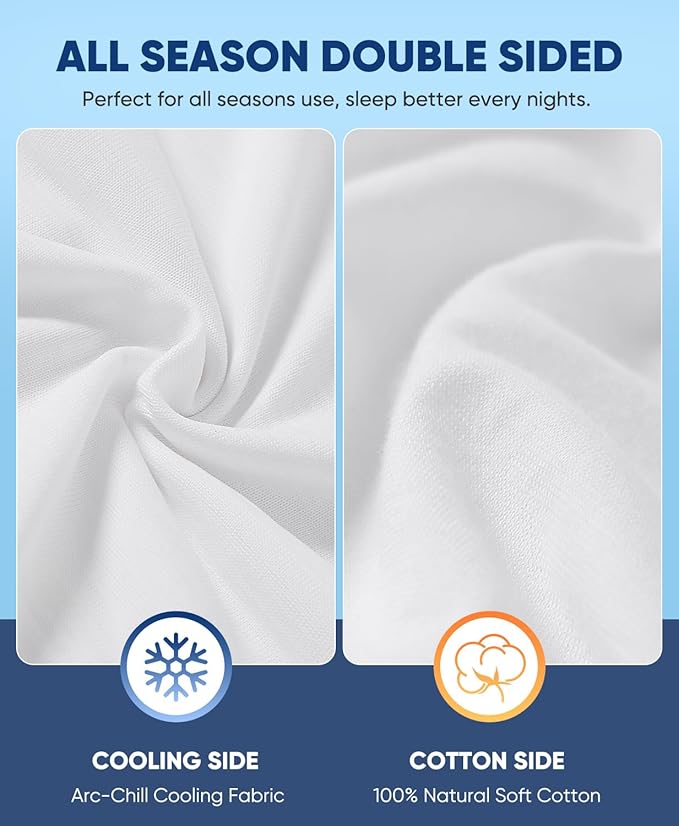 LUXEAR 2 Pack Cooling Pillow Cases King Size, Arc-Chill Q-Max > 0.5 for Hot Sleepers, Hair & Skin Friendly, Double-Sided, Machine Washable, Hidden Zipper, Gift for Women Men, 20x36, White