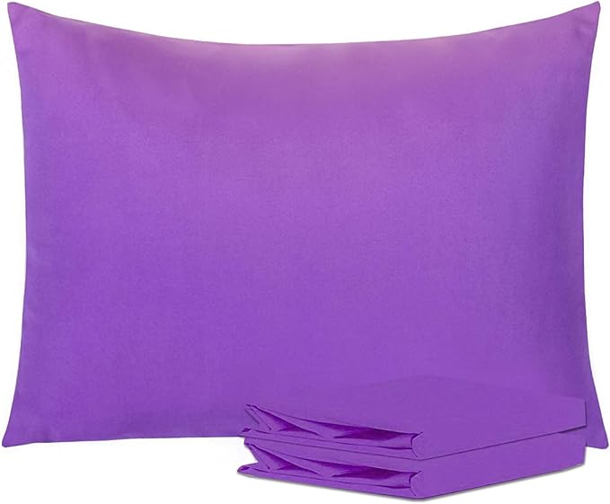 NTBAY Standard Pillowcase Set - 2 Pack Brushed Microfiber 20x26 Pillowcases - Soft, Wrinkle-Free, Fade-Resistant, Stain-Resistant, Purple Pillowcases with Envelope Closure - 20x26 Inches, Purple