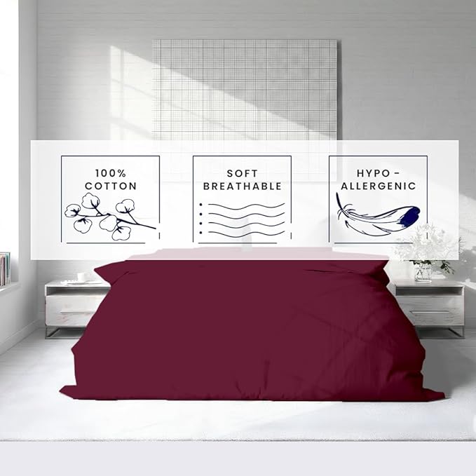 Kotton Culture 1 Pc 120" x 98" Duvet Cover Oversized King 100% Egyptian Cotton - 600 Thread Count Comforter Cover, Zipper Closure & Corner Ties - Fits Large King Inserts - Red Burgundy