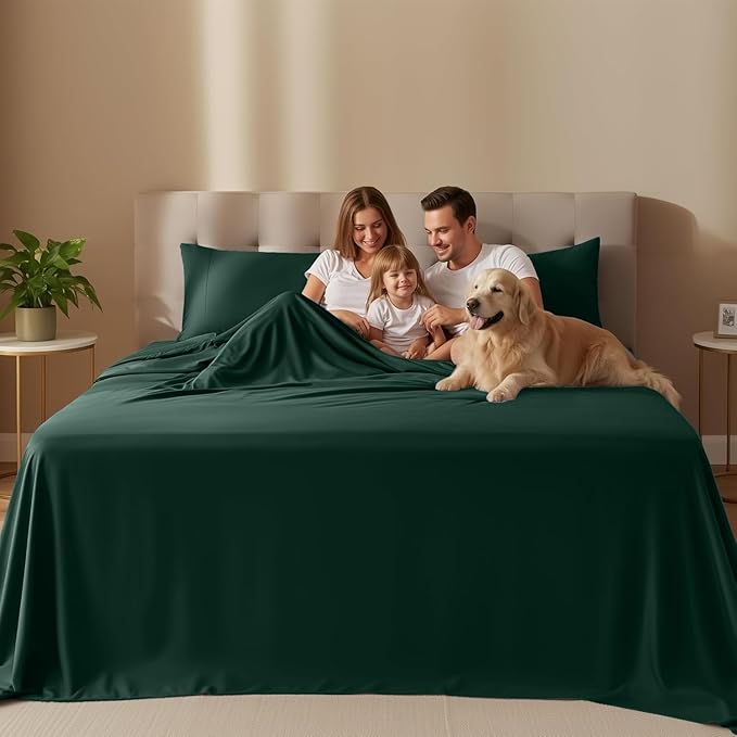Utopia Bedding California King Size Sheet Set – 4 Piece Bed Sheets, Soft and Breathable Microfiber, Includes 1 Fitted Sheet, 1 Flat Sheet and 2 Pillowcases – Oeko Tex (Emerald)