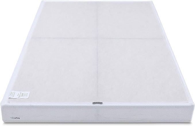 Amazon Basics Smart Box Spring Bed Base, 5-Inch Low Profile Height Mattress Foundation, Sturdy Durable Steel Support, Tool-Free Easy Assembly, Queen, 79" x 59.5" x 5", White