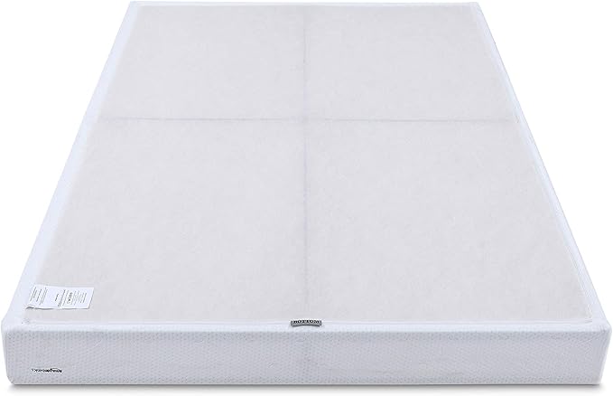 Amazon Basics Smart Box Spring Bed Base, 7-Inch Height Mattress Foundation, Tool-Free Easy Assembly, Extra Firm Support, Queen, 79"L x 59.5"W x 7"H, White