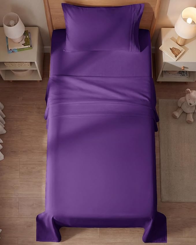 Twin Size 3 Piece Sheet Set - Comfy Breathable & Cooling Sheets - Hotel Luxury Bed Sheets for Women & Men - Deep Pockets, Easy-Fit, Extra Soft and Wrinkle Free Sheets - Purple Oeko-Tex Bed Sheet Set