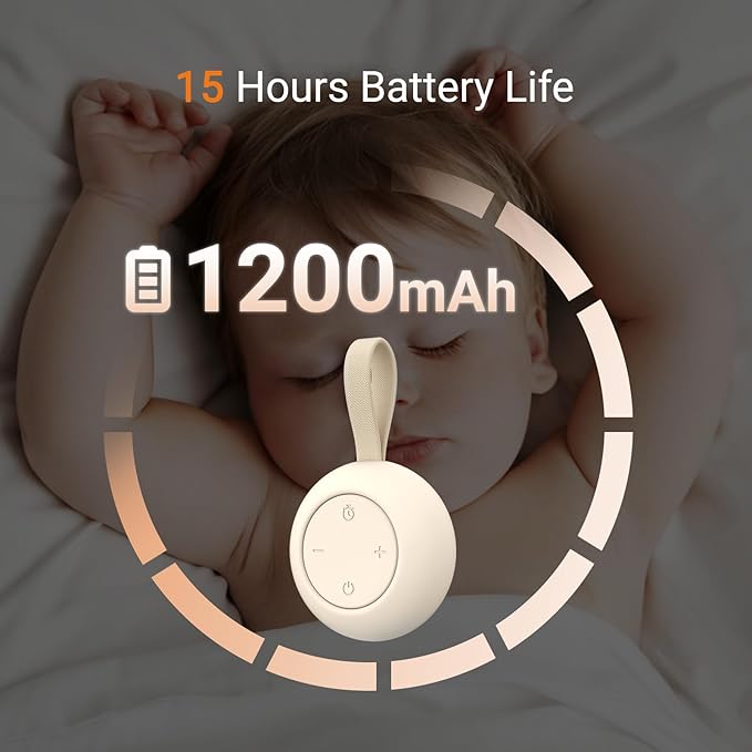Portable Baby Sound Machine [White Noise for Babies Kids Adults][Timer Function][12 Soothing Sounds][Sleep Soother] 15 Hours Battery Life, Travel,Registry,Gifts,Shower,Clips on Baby Stroller