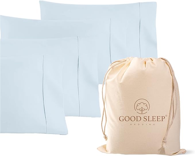 1000 TC Light Blue Standard Pillowcases Set of 4 100% Egyptian Cotton Pillow Cases with Long Staple Cotton & Sateen Weave, Silky Soft Hotel - Like Bed Pillow Covers for Comfy Sleeping, Snug Fit
