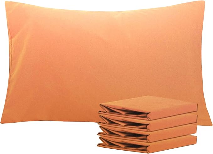 NTBAY Queen Pillowcase Set - 4 Pack Brushed Microfiber 20x30 Pillowcases - Soft, Wrinkle-Free, Fade-Resistant, Stain-Resistant, Pale Orange Pillowcases with Envelope Closure - 20x30 Inches