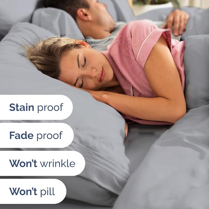 Flex Top Split Head King 4 Piece Sheet Set - Ultra-Soft, Breathable & Cooling Bed Sheets Set - Hotel Luxury Bedding for Women & Men with Deep Pockets - Wrinkle and Fade Free - Oeko-Tex - Steel Blue