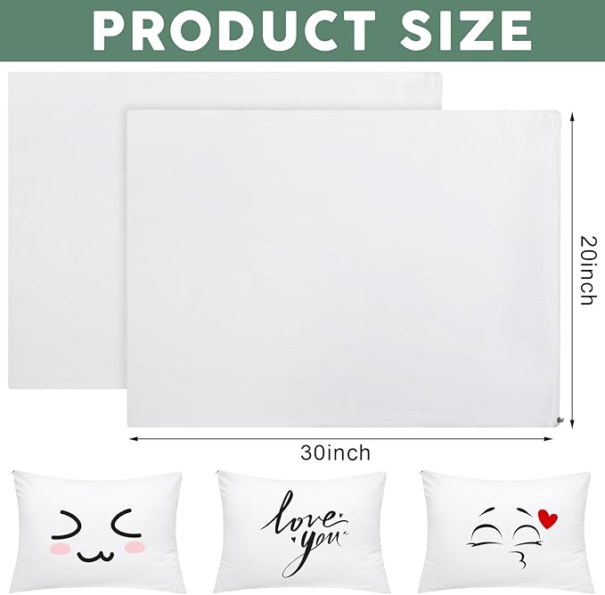 Shimeyao 60 Pcs 20 x 30 Inch Zippered Pillow Protectors Bulk, Standard Size Bedding Pillow Cases, Soft Breathable Cotton Sateen Dust Protection Covers White Protectors for Home Hotel Rental