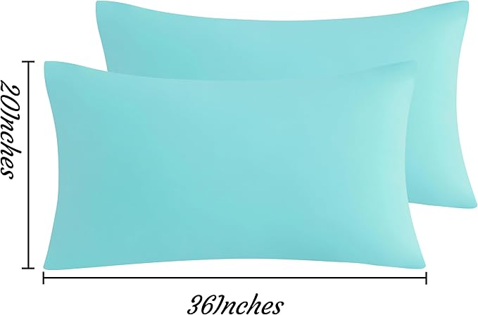 NTBAY King Pillow Cases Set of 2, 2 Pack Brushed Microfiber 20x36 Pillow Cases, Soft, Wrinkle, Fade, Stain Resistant Aqua Pillow Cases with Envelope Closure, 20x36 Inches, Aqua
