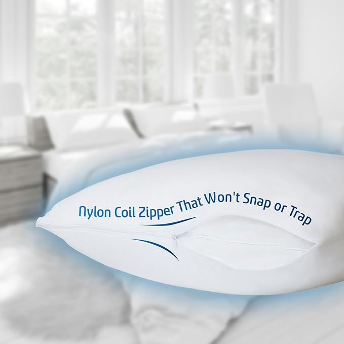 The Grand Pillow Covers Standard Size - Poly-Cotton Pillow Protector with Zipper - Moisture Wicking, Advanced Allergy Protection Pillow Protector - Protects Pillow from Dirt and Debris (6 Pack)
