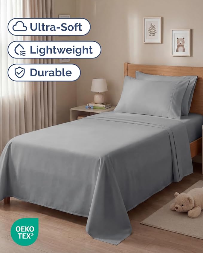 Twin 4 Piece Sheet Set - Comfy, Breathable & Cooling - Hotel Luxury Bedding for Women, Men, Kids, Teens & Children - 1 Flat & 1 Fitted Sheet & 2 Pillowcases w/ Deep Pockets - Wrinkle Free - Steel Blue