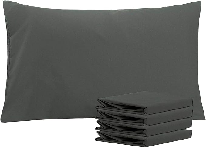 NTBAY Queen Pillowcase Set - 4 Pack Brushed Microfiber 20x30 Pillowcases - Soft, Wrinkle-Free, Fade-Resistant, Stain-Resistant, Dark Grey Pillowcases with Envelope Closure - 20x30 Inches, Dark Grey