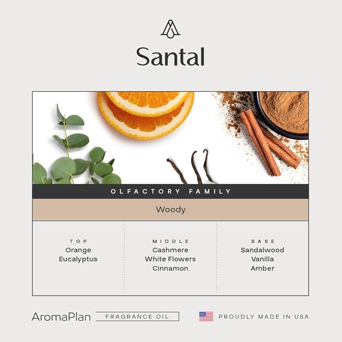 AromaPlan Hotel Scents Santal 16.9 Fl Oz (500ml), Home Luxury Aroma & Hotel Diffuser Oil- Hotel Diffuser Oil for Aromatherapy- USA Made, Bigger Bottle, Bolder Aroma & Longer Lasting