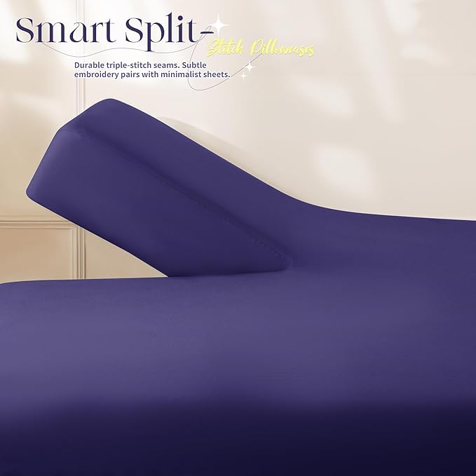 Manyshofu 4 Piece Split Head California King Sheets Sets for Adjustable Bed Sheet, Flex Head Split Top Cal King Sheets Purple Sheet Set - 1800 Thread Count Bedding Set with 14-16 Inch Deep Pockets