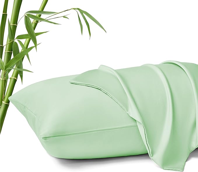 MR&HM Breathable Pillowcase 13"x18" Travel Pillow Case Set of 2, Ultra Soft Pillow Covers, Moisture-Wicking & Skin-Friendly, Envelope Closure (Sage Green)