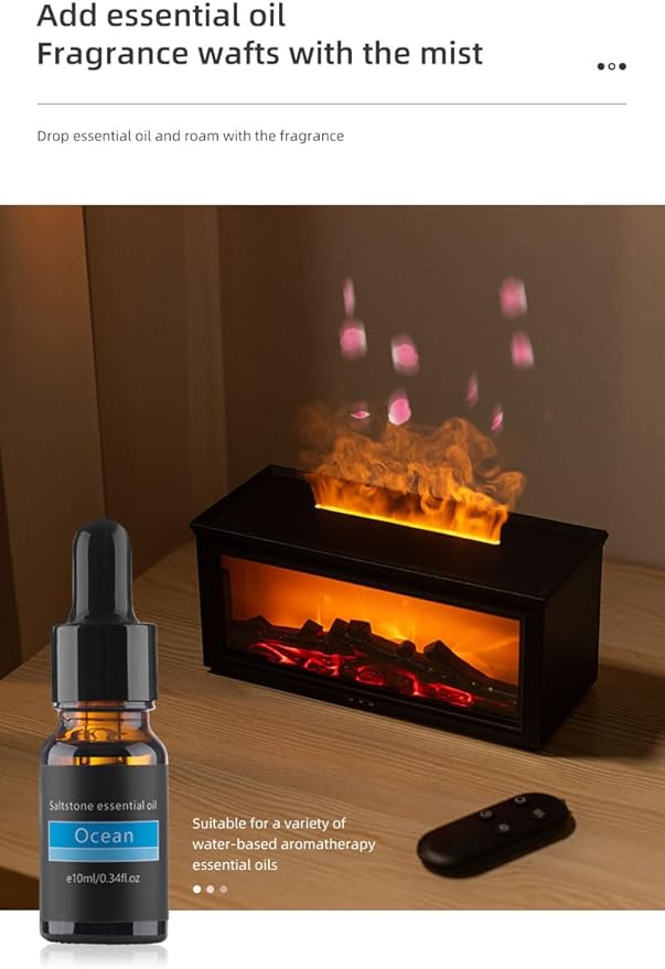 Essential Oil Diffuser 280ml, Flame Humidifier with Remote Control & 7 Color LED Lights, Ultrasonic Aromatherapy Diffuser for Home Bedroom Office(HY-05B)