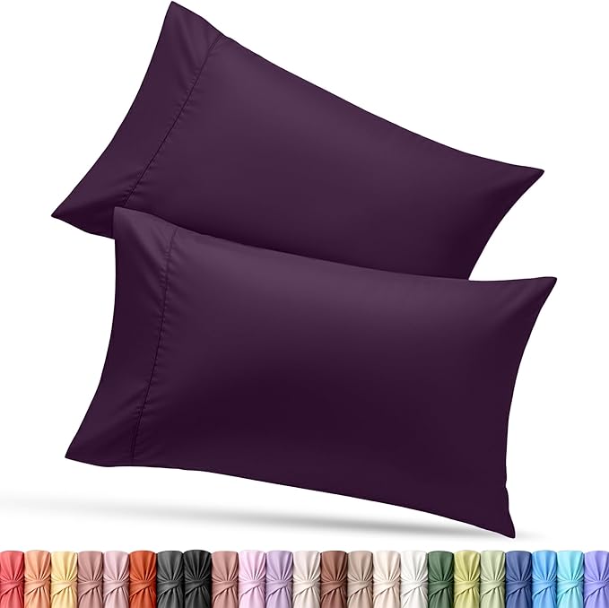 Utopia Bedding Queen Pillow Cases - 2 Pack - Envelope Closure - Soft Brushed Microfiber Fabric - Shrinkage and Fade Resistant Pillow Covers Queen Size 20 X 30 Inches (Queen, Purple)