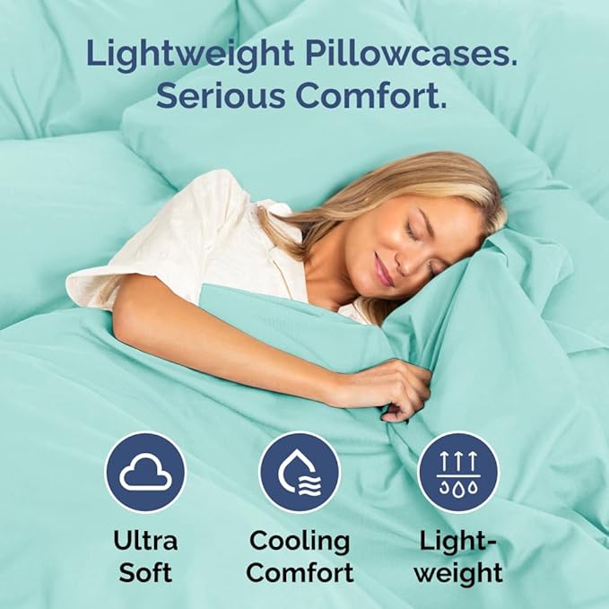Body Pillowcases Set of 4-20x54 Long Body Pillow Case - Soft Body Pillow Cover for Sleeping & Side Sleepers - Comfy, Breathable & Fade Free - Machine Washable with Envelope Enclosure - (Spa Blue)
