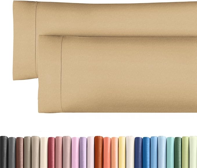 Body Pillowcases Set of 2-20x54 Long Body Pillow Case - Soft Body Pillow Cover for Sleeping & Side Sleepers - Comfy, Wrinkle & Fade Free - Machine Washable w/Envelope Enclosure Heathered Tan