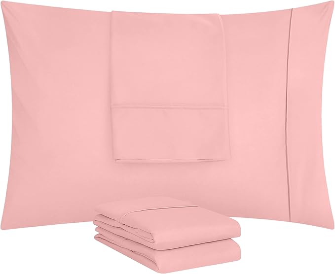 Utopia Bedding King Pillow Cases - 4 Pack - Envelope Closure - Soft Brushed Microfiber Fabric - Shrinkage and Fade Resistant Pillow Covers King Size 20 X 40 Inches (King, Pink)