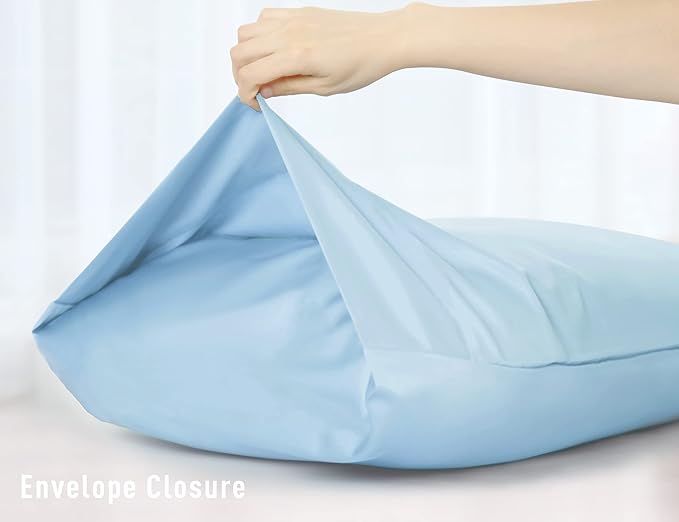 Sunflower Body Pillowcase 100% Cotton Long Pillow Cover/Case Envelope Closure 1 Pack, 20×54 inches Ashley Blue, Soft and Breathable
