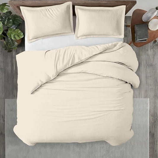Kotton Culture 1 Pc Duvet Cover Queen Size/Full Size-100% Egyptian Cotton 600 Thread Count Ultra Soft Premium Durable Comforter Cover Zipper Closure & Corner Ties- (Butter, 90" X 90")