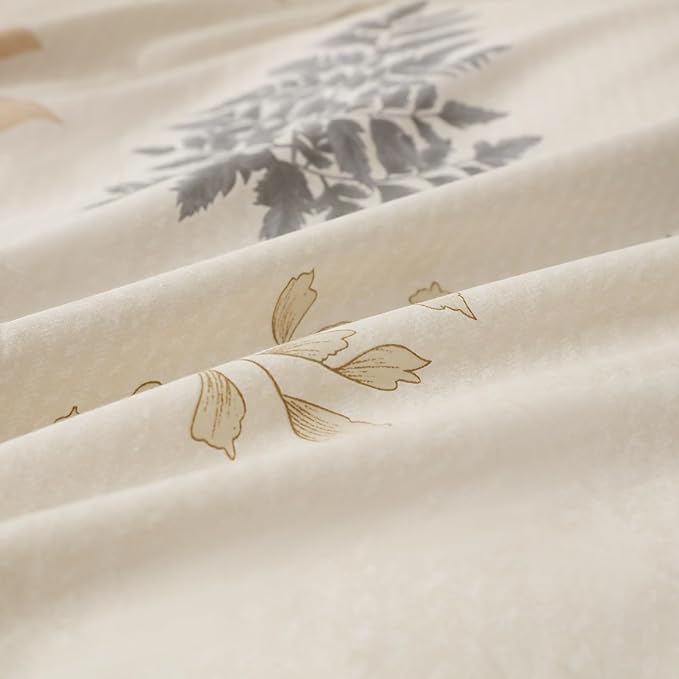 OAITE Duvet Cover Set Queen Size Floral Pattern Ultra Soft 100% Cotton Duvet Cover Sets 3-PC, Breathable Duvet Cover with Zipper Closure & Corner Ties(2 Pillow Shams,1 Duvet Cover)