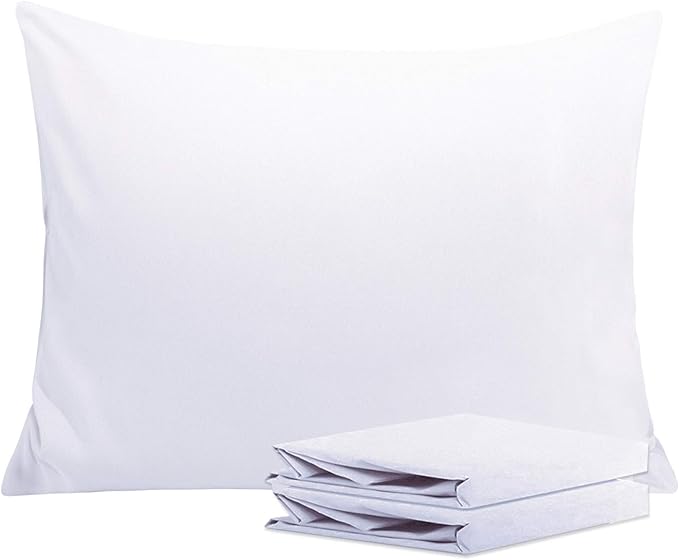 NTBAY Standard Pillowcase Set - 2 Pack Brushed Microfiber 20x26 Pillowcases - Soft, Wrinkle-Free, Fade-Resistant, Stain-Resistant, White Pillowcases with Envelope Closure - 20x26 Inches, White