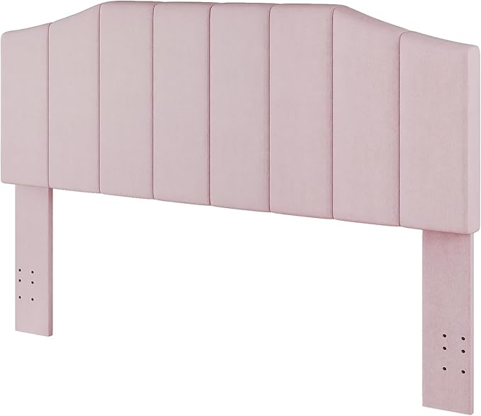 Furpopup Velvet Queen Size Headboard, Upholstered Headboard Queen/Full Size Wall Mount and Bed Frame Mount, Featuring High-Density Sponge Padding Luxury Texture Easy Assembly Comfort Style-Pink