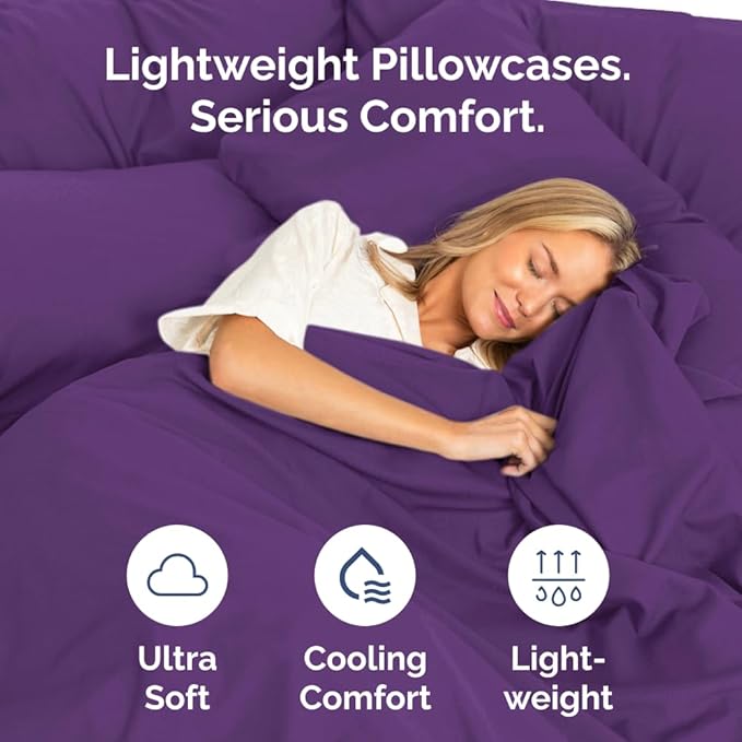 King Pillow Cases Set of 6 - Ultra Soft Hotel Quality Pillowcase Covers - Comfy & Wrinkle Free - Shrink, Stain and Fade Resistant - Easy-Care, Machine Washable Pillow Protectors - 6 Piece Set - Purple