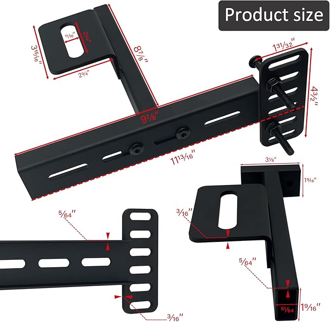 2 Pack Headboard Bracket Kit for Metal Bed Frame, Adjustable Headboard & Footboard Extension Brackets, Fits Twin, Full, Queen, King Size Bed, Matte Black