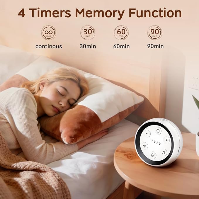 Battery Sound Machine Small White Noise Machine for Baby Kids Adult with 32 Volume Levels 32 Soothing Sounds Sleep Brown Noise Machine with 4 Timer & Memory for Travel Office Privacy