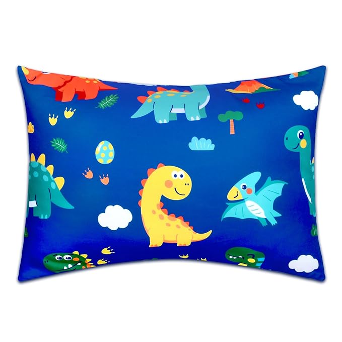 Cloele Kids Toddler Pillowcase Envelope Travel Pillowcase Baby Pillow Cover Fits Pillows Sized 12x16 or 13x18-1 Pack Soft Children’s Bedding Pillowslip Case for Boys and Girls -Colorful Dinosaur