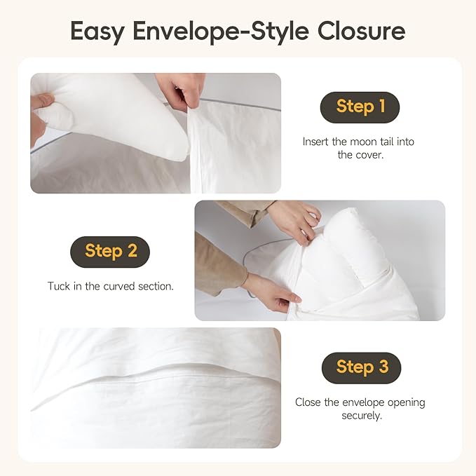 Choc chick Toddler Pillowcase for Body Pillow - 35x28 in Kids Moon-Shaped Body Pillow Cover for Sleeping, 100% Cotton, Soft & Breathable, Machine Washable (White, Case Only)