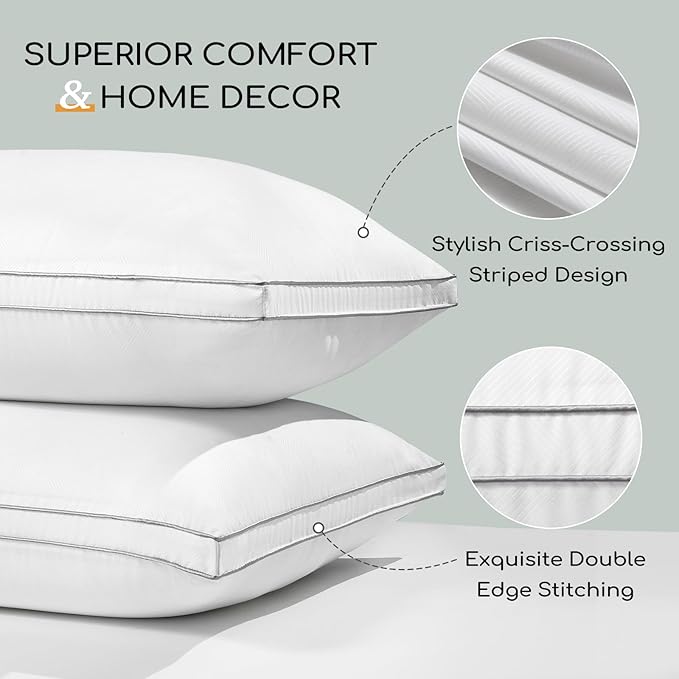 HARBOREST Down Alternative Standard Size Pillows Set of 2-20 x 26 Bed Pillows for Sleeping, Hotel Collection Pillows Good for Side and Back Sleeper