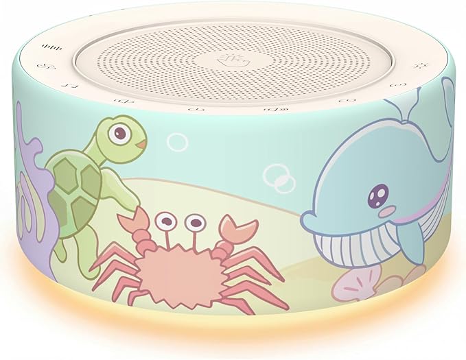 Kipcush White Noise Machine - Soft Non-Glare Nursery Lamp, 30 Soothing Sounds, 8 Color Lights, Max 8-Hour Timer for Baby & Adults (PT07, Standard)