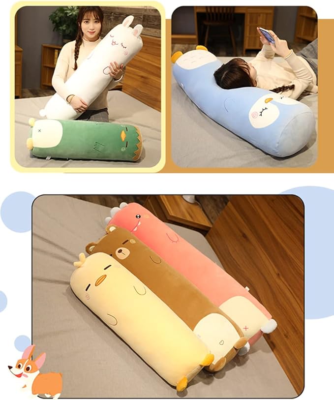 Long Plush Cute Body Pillows 27" Cuddle Stuffed Animal Shaped Bed Body Pillows Soft Cotton Plushies Doll Toy Gifts (River Boy, 27 Inch)