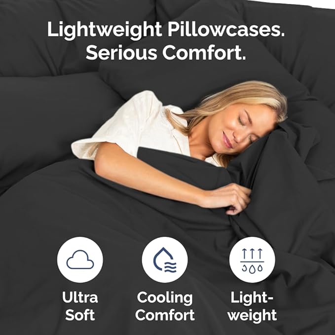 King Pillow Cases Set of 8 - Ultra Soft Hotel Quality Pillowcase Covers - Comfy & Wrinkle Free - Shrink, Stain and Fade Resistant - Easy-Care, Machine Washable Pillow Protectors - 8 Piece Set - Black