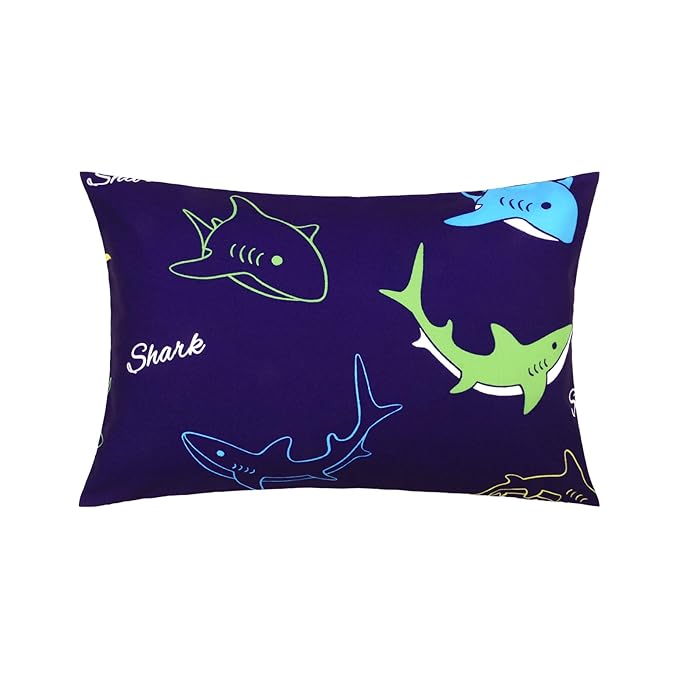 Cloele Kids Toddler Pillowcase Envelope Travel Pillowcase Baby Pillow Cover Fits Pillows Sized 12x16 or 13x18-1 Pack Soft Polyester Children's Bedding Pillowslip Case for Boys and Girls - Shark