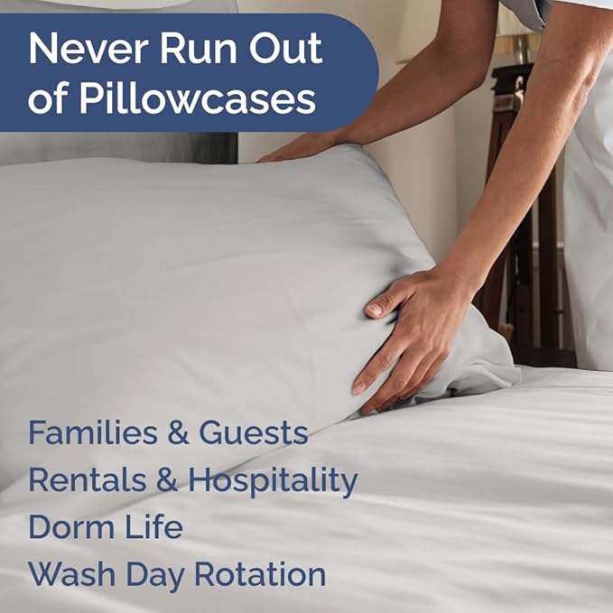 Standard Pillow Cases Set of 6 - Ultra Soft Hotel Quality Pillowcase Covers - Comfy & Wrinkle Free - Shrink, Stain and Fade Resistant - Machine Washable Pillow Protectors - 6 Piece Set - French Grey