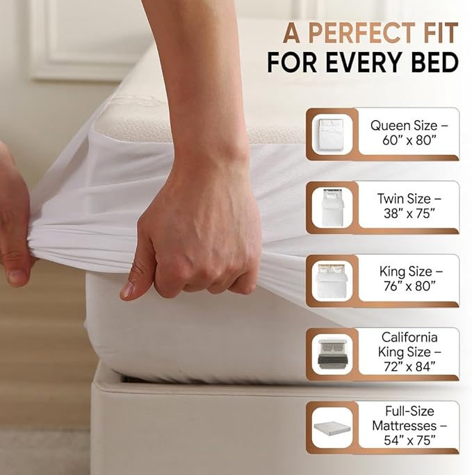 Waterproof Organic Mattress Protector Twin XL Size – Soft OCS Certified Organic Cotton Surface Mattress Cover – Noiseless & Breathable 250 GSM Mattress Pad – Deep Pocket Fitted Design
