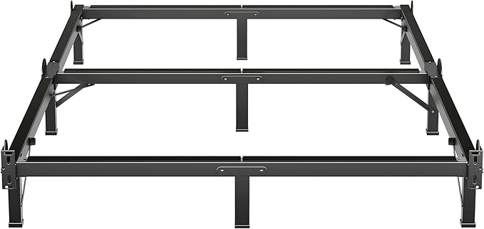 MAF Metal Bed Frame Queen 8 Inches, 9-Legs Support Bed Base, Queen Bed Frame for Box Spring and Mattress, Basics Bed Frame Headboard Attachable Tool-Free Easy Assembly, Black