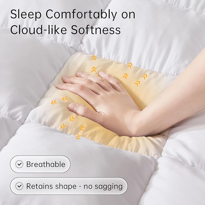 SAPHREAS 3 Inch Memory Foam Mattress Topper King Size, Extra Soft Pillow Top Mattress Pad with Breathable Air Mesh Sides, Fluffy Shredded Foam Filled, Back Pain Relief