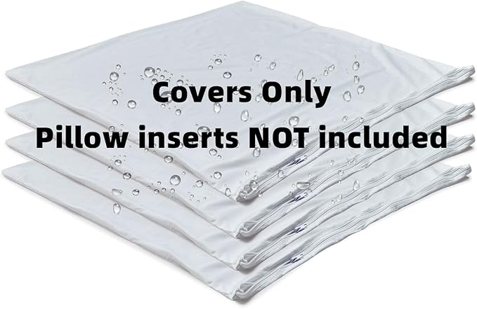 Kingnex 4 Pack Waterproof Down Feather Proof Pillow Protectors with Zipper 18x18 Zippered Pillow Covers for Square Throw Pillow