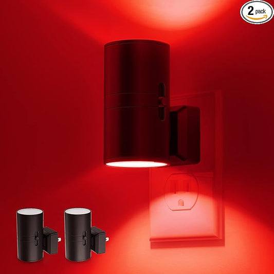 L LOHAS LED Red Night Light, Circadian Night Lights Plug into Wall, LED Nightlights with Light Sensor, Sleep Aid Red, Dimmable Night Light for Nursery Kids Adults, Home Decor, Hallway, Bedroom, 2Pack