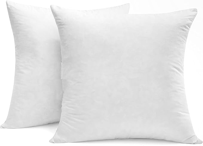 SNUG&COZY Luxury Goose Down Feather Pillow Inserts - 24x24IN, Double Layered Down-Proof Design, Ultra-Soft Cover, High Fill Weight, Pack of 2, White